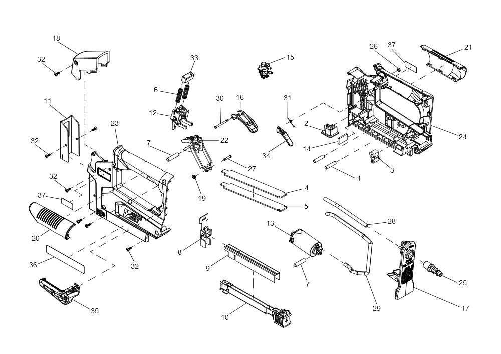 Exploded Diagram A Diagram and Parts List for TS056 Type 0 Porter Cable Nailer
